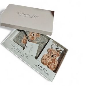 Rachel Zoe Silver and Brown Teddy Bear Card Case Set